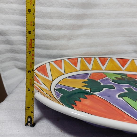 Clay Art Sizzling Chilis Platter Chip Bowl Dish Ceramic Vibrant Southwestern - Picture 7 of 8